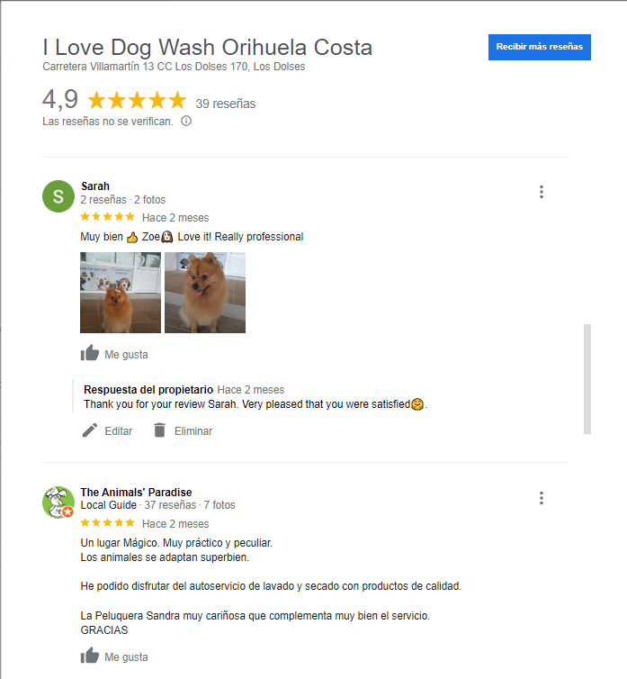 Reseña de una clienta